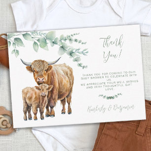 Tacken Highland Cow Greenery Farm Baby Shower Anteckningskort