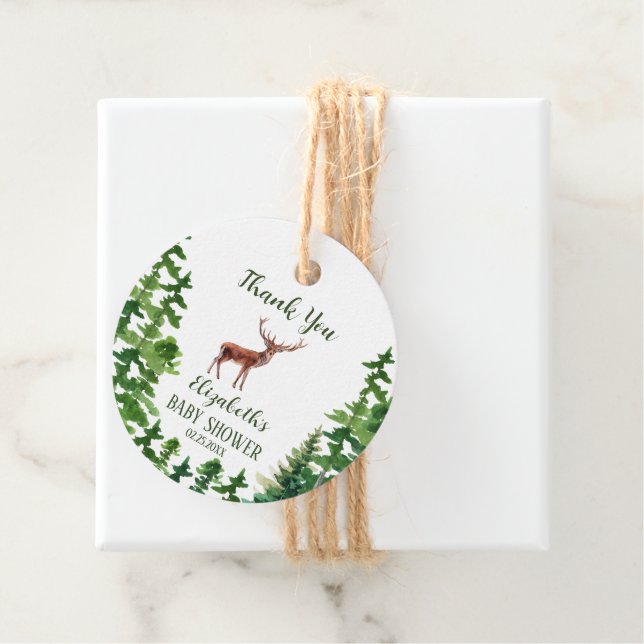 Tacken hjort Baby Shower Gåvor Etiketter (På plats)
