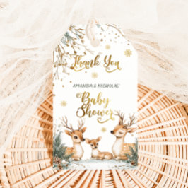Tacken hjort Winter Baby Shower Presentetikett