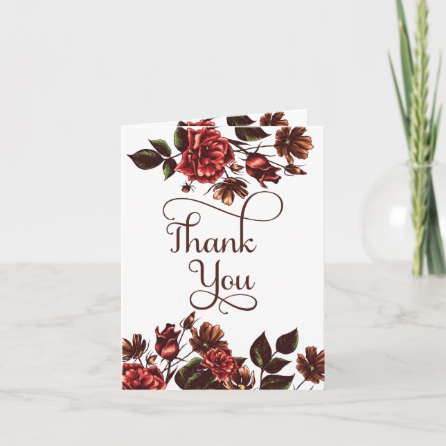 Tacken Höst och Fall Blommigt Tack Kort (Framsida)