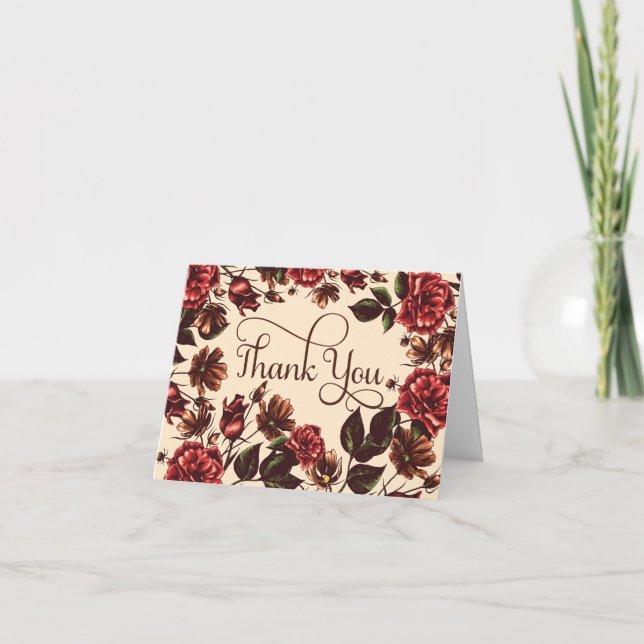 Tacken Höst och Fall Blommigt Tack Kort (Framsida)