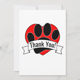 Tacken hund Paw Skriv ut Red Heart Banner Tack Kort