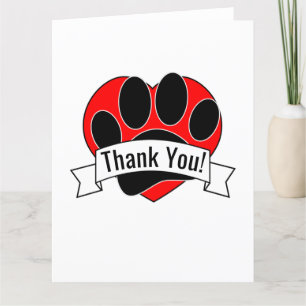 Tacken hund Paw Skriv ut Red Heart Banner Tack Kort