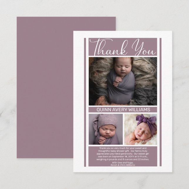 Tacken Lavender Baby Shower Girl Tack Kort (Fram/baksida)