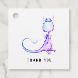 * Tacken Lila Blue Dragon Cute Baby Shower Gåvor Etiketter