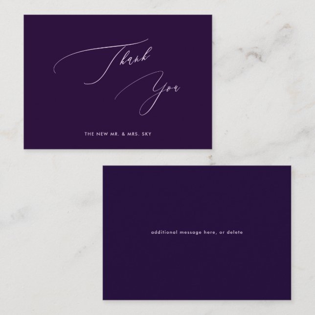 Tacken Lila Calligraphy för ArtsApp Eggplant Anteckningskort (Fram/baksida)