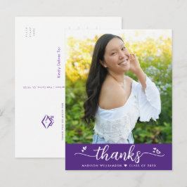 Tacken lila Studenten Photo Script Hearts Vykort