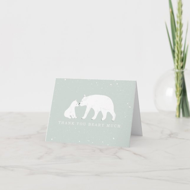 Tacken Mamma Polar Bear Blue Baby Shower Tack Kort (Framsida)