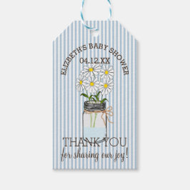 Tacken Mason Burk Blue Rand Baby Shower Presentetikett