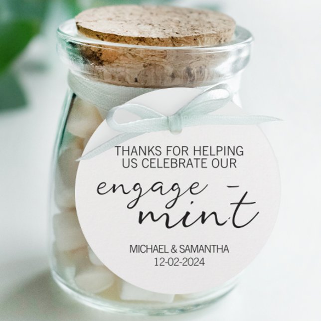 Tacken Mint Förlovning Gåvor Etiketter (Personalized Engage-mint favor tags for engagement parties)