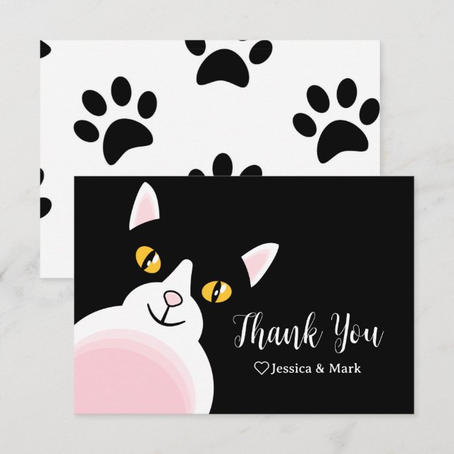 Tacken Modern Arch Black Cat Baby Shower Tilläggskort (Fram/baksida)