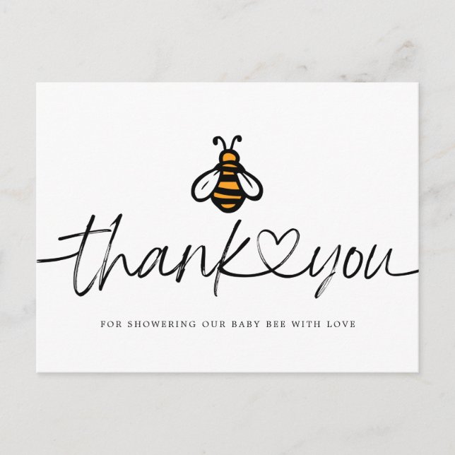 Tacken Modern Baby Bee Baby Shower Vykort (Framsida)
