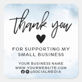 Tacken Modern Blue Watercolor Business Fyrkantigt Klistermärke