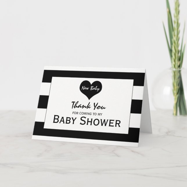 Tacken Modern Chic Black & White Baby Shower Tack Kort (Framsida)