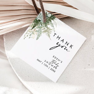 Tacken Modern Greenery Baby Shower Square Gåvor Etiketter