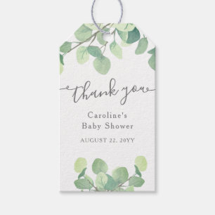 Tacken Modern Grey Eucalyptus Baby Shower Presentetikett