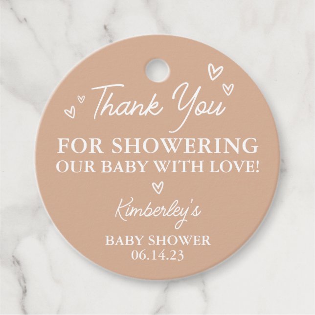 Tacken Modern Hej Baby Hearts Shower Gåvor Etiketter (Framsida)