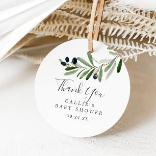 Tacken Modern Olive Gren Baby Shower Gåvor Etiketter