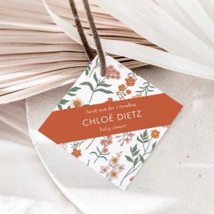 Tacken Modern Retro Groovy Baby Shower Gåvor Etiketter