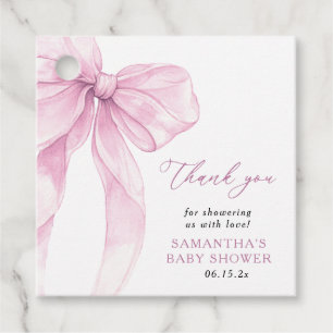 Tacken Modern Rosa Bow Baby Shower Gåvor Etiketter
