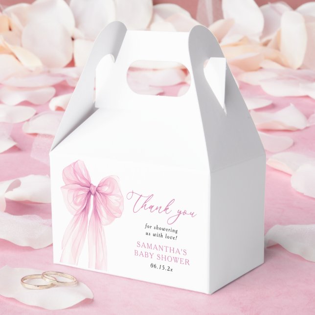 Tacken Modern Rosa Bow Baby Shower Presentaskar (Bröllop)