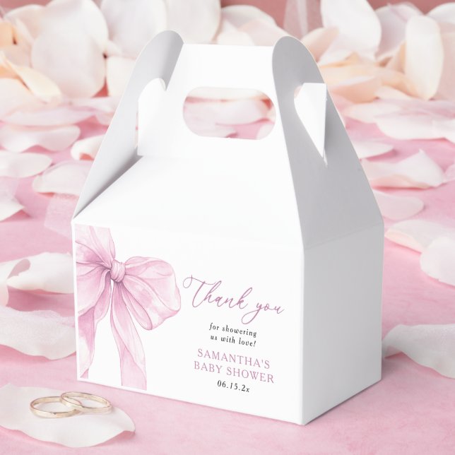 Tacken Modern Rosa Bow Baby Shower Presentaskar (Bröllop)