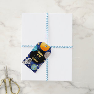 Tacken Modern Solar System Space Birthday Presentetikett