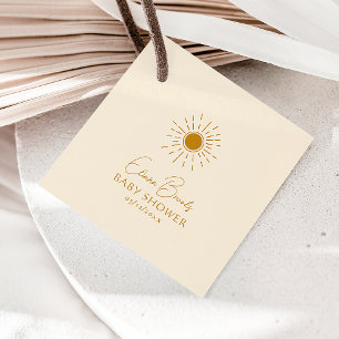 Tacken Modern Sunshine Beige Baby Shower Square Gåvor Etiketter