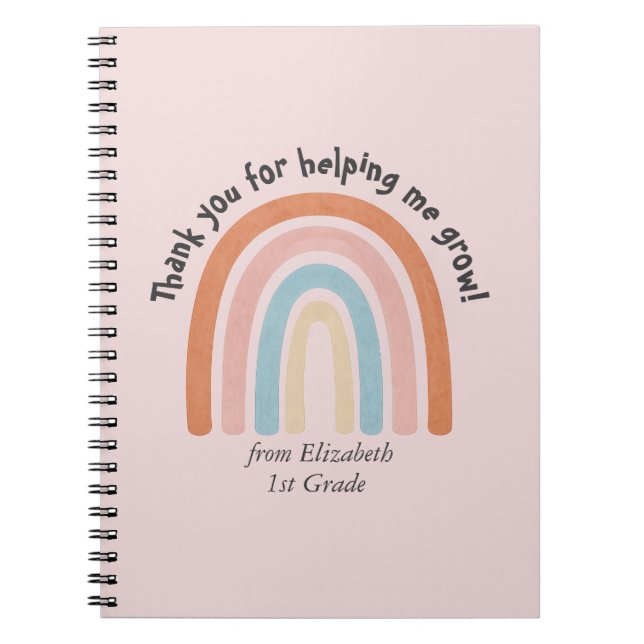 Tacken Modern Watercolor Rainbow Teacher Anteckningsbok (Framsidan)