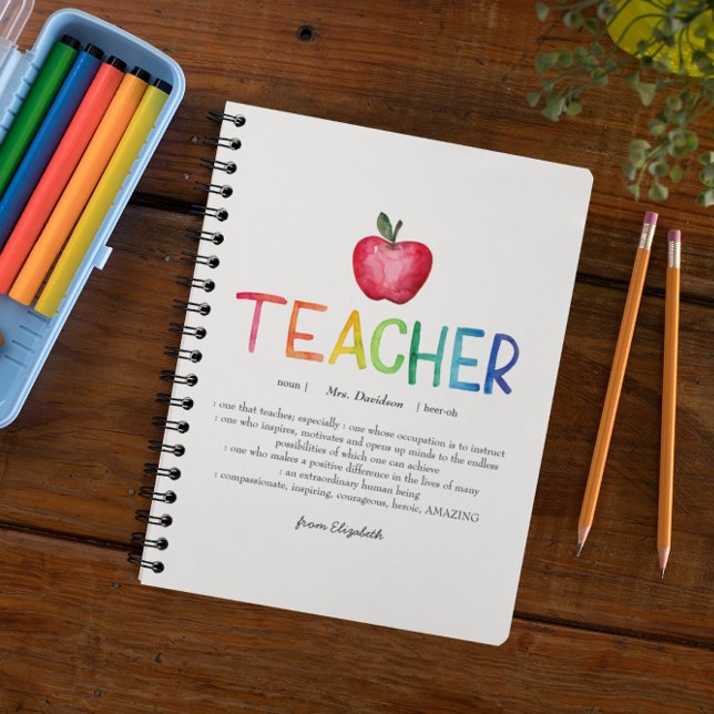 Tacken Modern Watercolor Rainbow Teacher Anteckningsbok (Skapare uppladdad)
