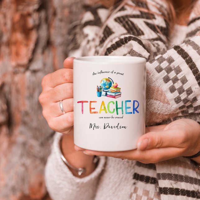 Tacken Modern Watercolor Rainbow Teacher Kaffemugg (Skapare uppladdad)