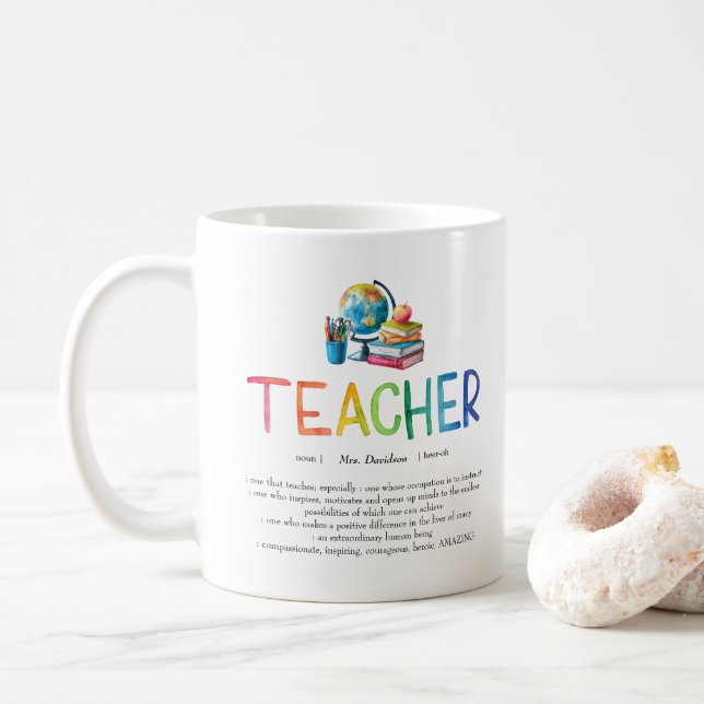Tacken Modern Watercolor Rainbow Teacher Kaffemugg (Med munk)