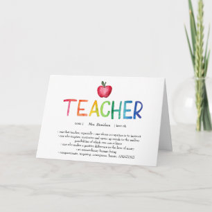 Tacken Modern Watercolor Rainbow Teacher   Kort