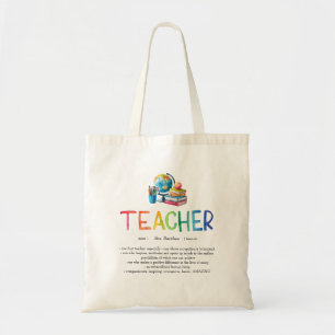 Tacken Modern Watercolor Rainbow Teacher Tygkasse