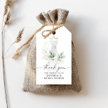 Tacken Möhippa   i Watercolor Greenery Guld Presentetikett<br><div class="desc">Den här eleganten har en mjuk vattenfärgad bukett av eukalyptus,  grönmålning och guld som omger en målad klänning. Klicka på knappen Anpassa och "Klicka för att anpassa ytterligare" för att redigera skriptordextens färg. Se hela samlingen för mer matchande objekt!</div>
