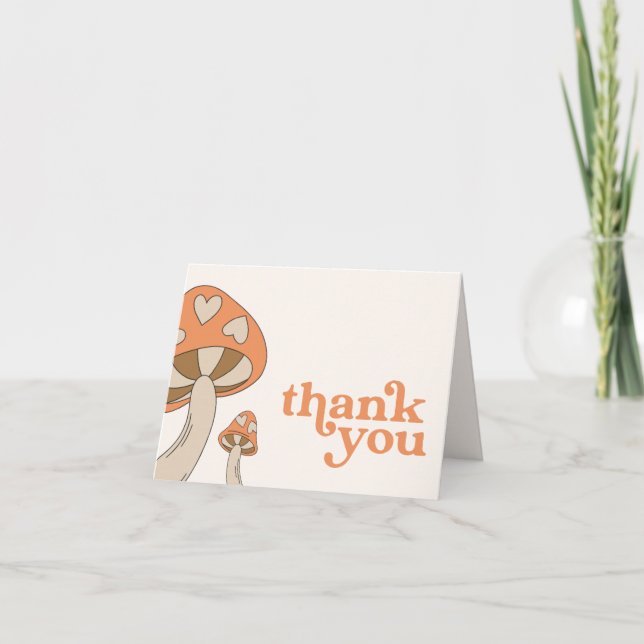 Tacken Mushroom Baby Shower | Orange & brun Inbjudan (Framsida)