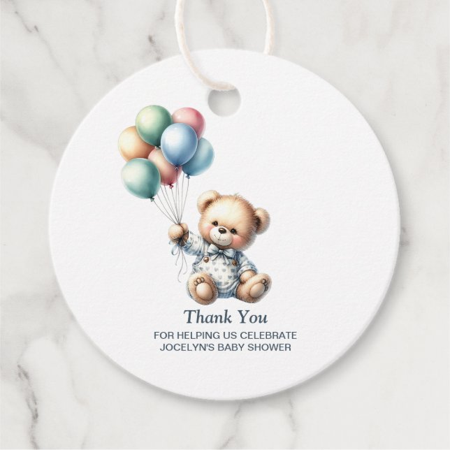 Tacken nalle Baby Shower Gåvor Etiketter (Framsida)