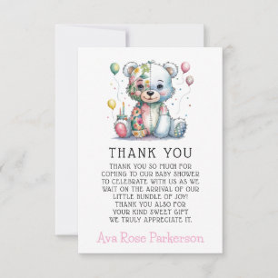Tacken nalle Chic Girl Baby Shower Tack Kort