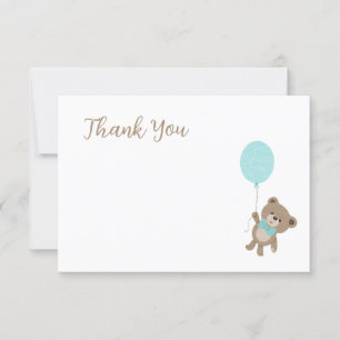 Tacken nalle Light Blue Baby Shower Tack Kort