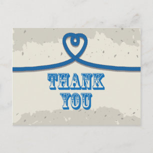 Tacken Nautical Beach Blue Heart Knot Vykort