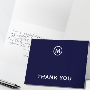 Tacken Navy Blue Minimalist Monogram Anteckningskort