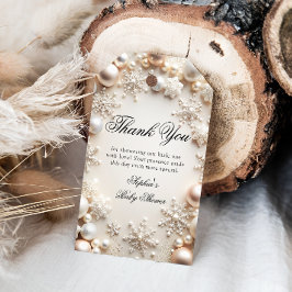 Tacken neutralt Winter Baby Shower Presentetikett