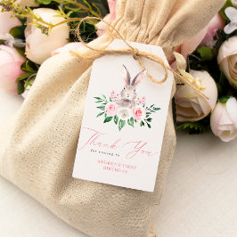 Tacken om  Rosa Blommigt i Bunny Presentetikett