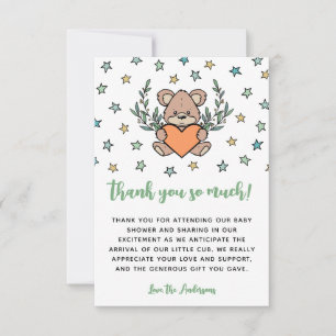 Tacken orange Grönt Bear ThMB Baby Shower Tack Kort