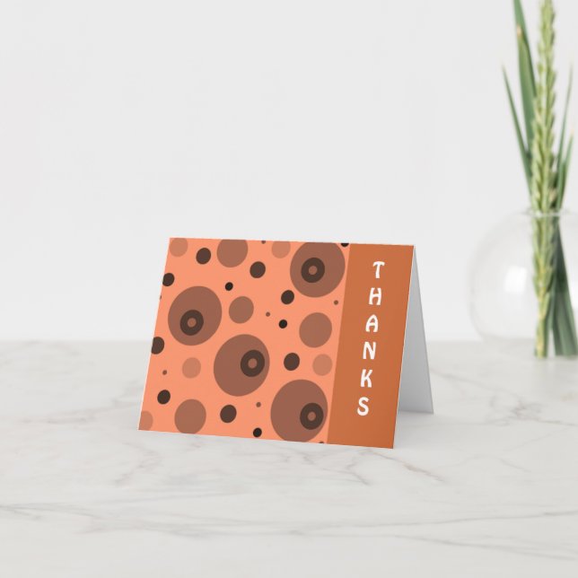 Tacken orange och bruncirklar tack kort (Framsida)