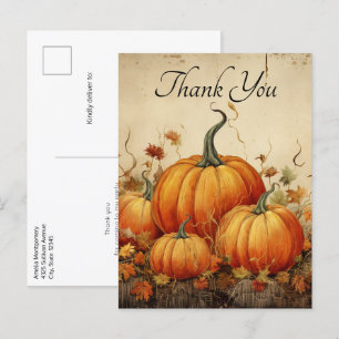 Tacken orange Pumpkins Rustic Autumn Vykort
