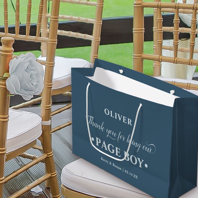Tacken personlig Page Boy Blue (Dusty Blue Wedding Thank You Gift Bag for Page Boy)