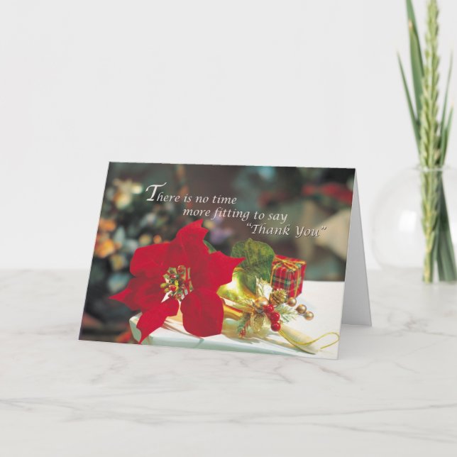 Tacken Poinsettia God Jul Business Tack Kort (Framsida)