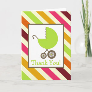 Tacken rand & Grönt Carriage Baby Shower Tack Kort