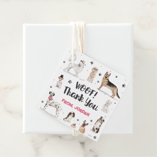 Tacken Realistisk vattenfärgsfärg Hundar Födelseda Gåvor Etiketter (På plats)